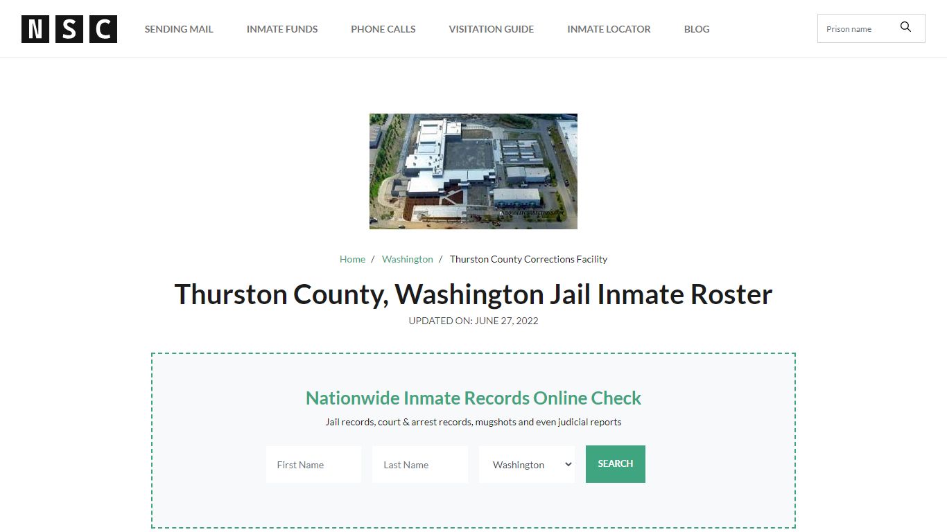 Thurston County, Washington Jail Inmate List