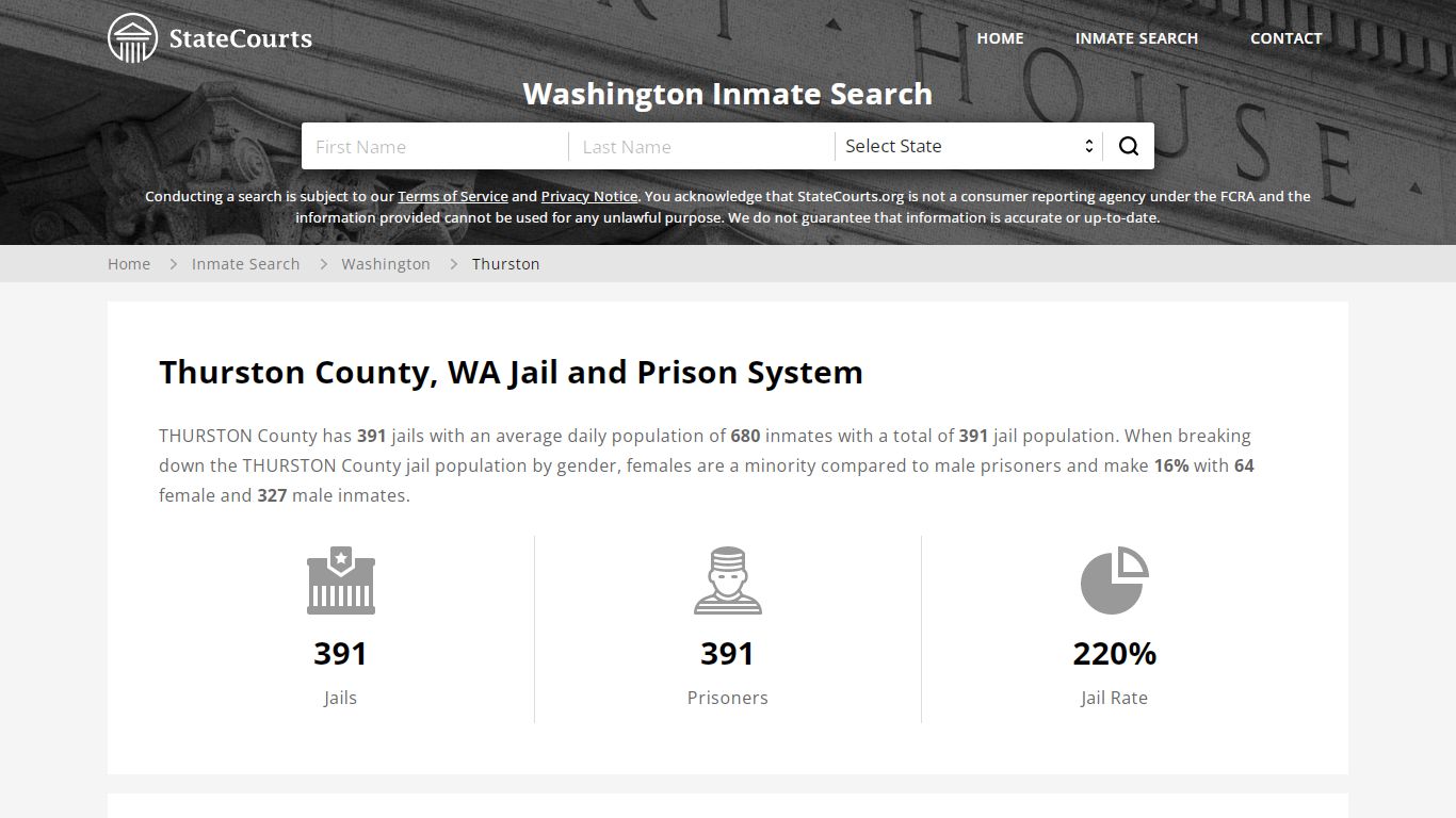 Thurston County, WA Inmate Search - StateCourts